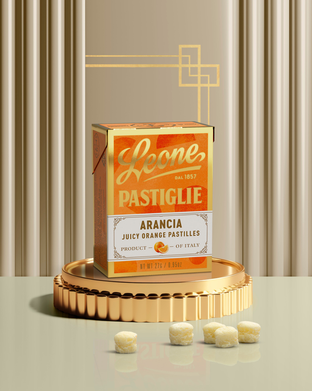 Mini espositore 18 scatolette Pastiglie Arancia 27g