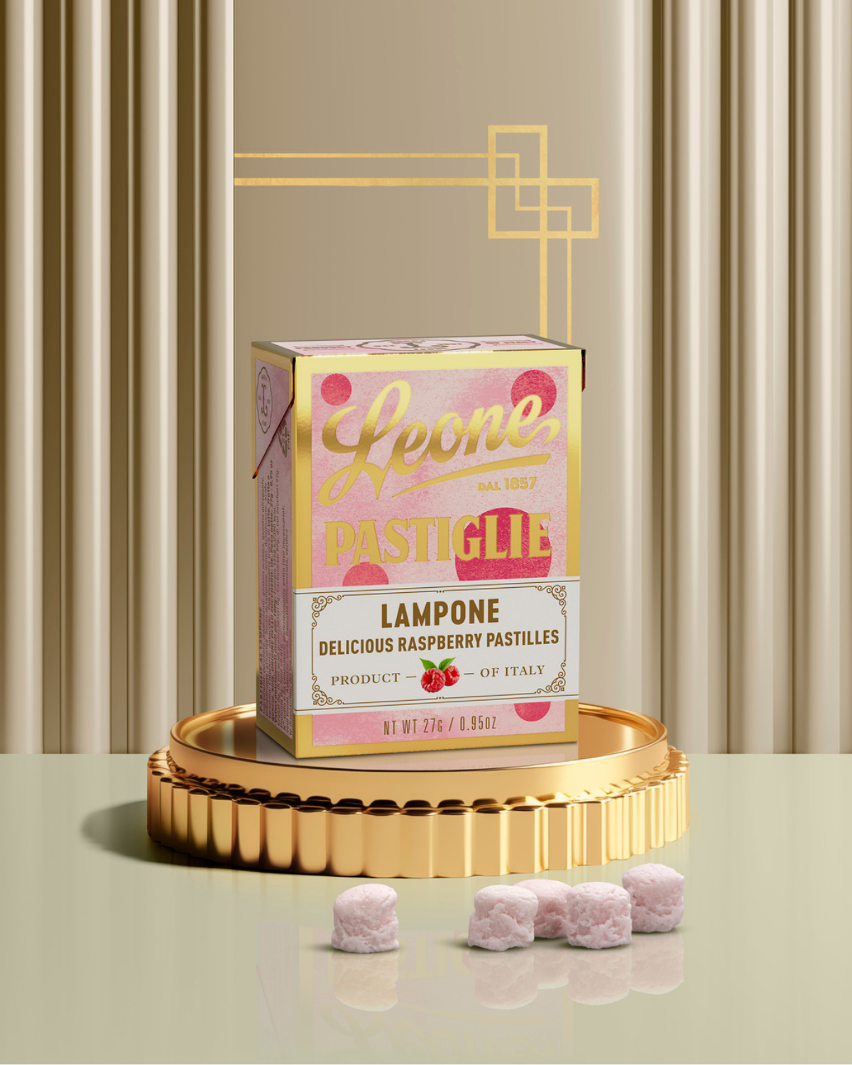 Mini espositore 18 scatolette Pastiglie Lampone 27g