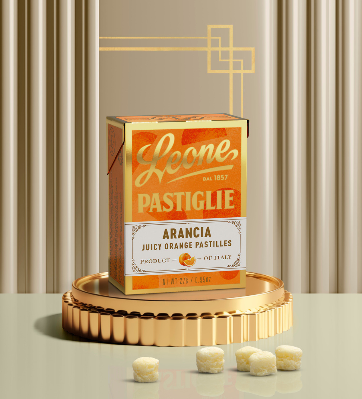Mini espositore 18 scatolette Pastiglie Arancia 27g