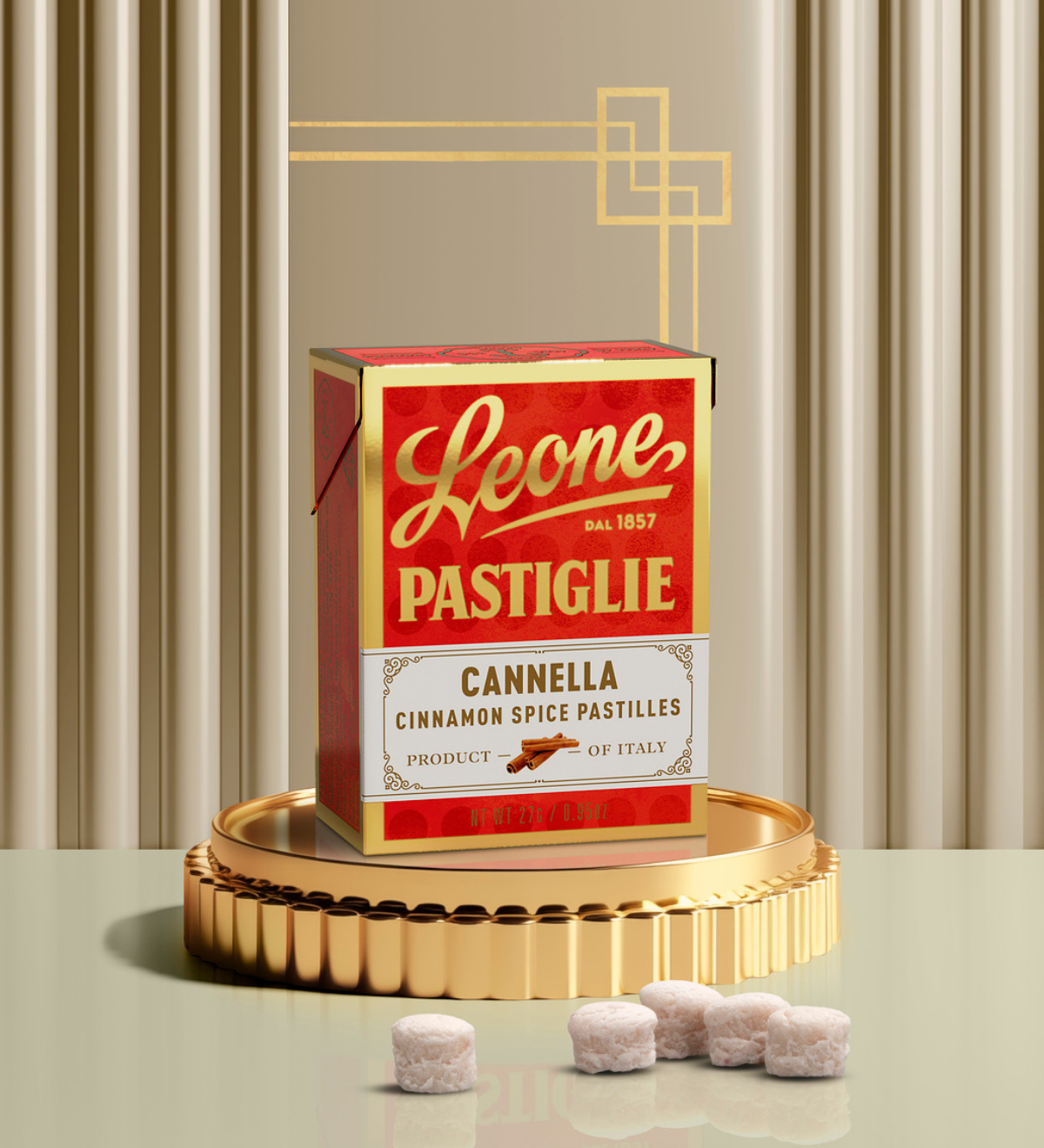 Mini espositore 18 scatolette Pastiglie Cannella 27g