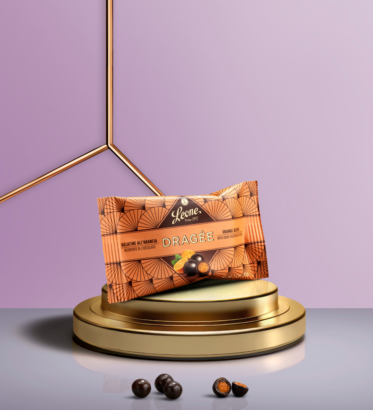 Dragée Gelatine Arancia ricoperte di Cioccolato