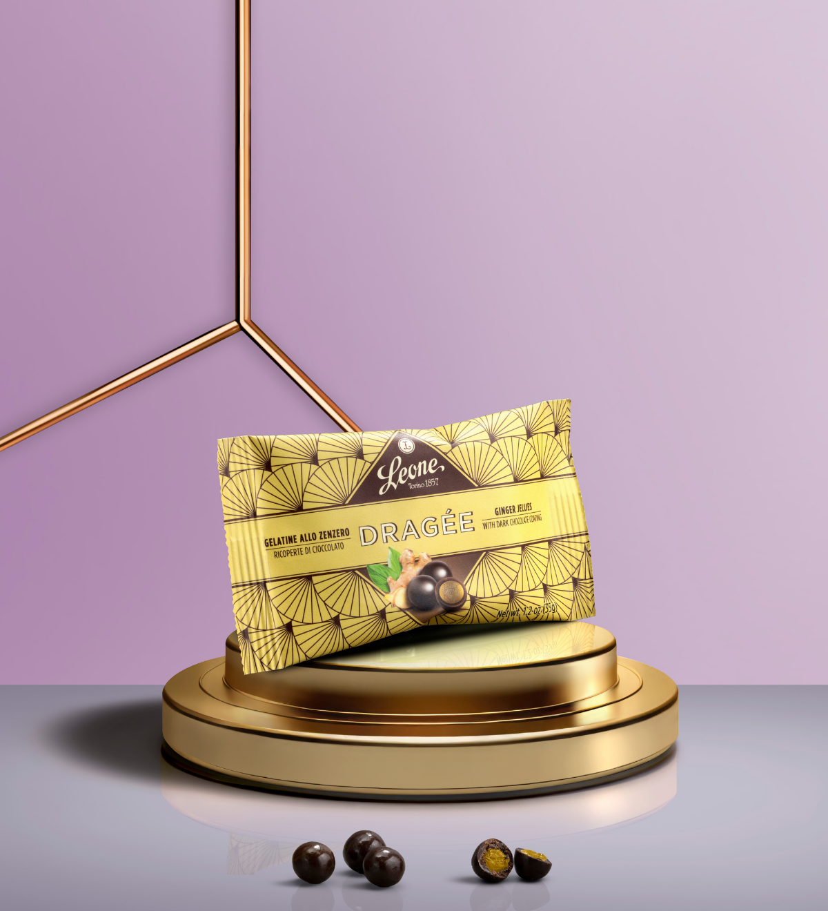 Dragée Gelatine allo Zenzero ricoperte di Cioccolato
