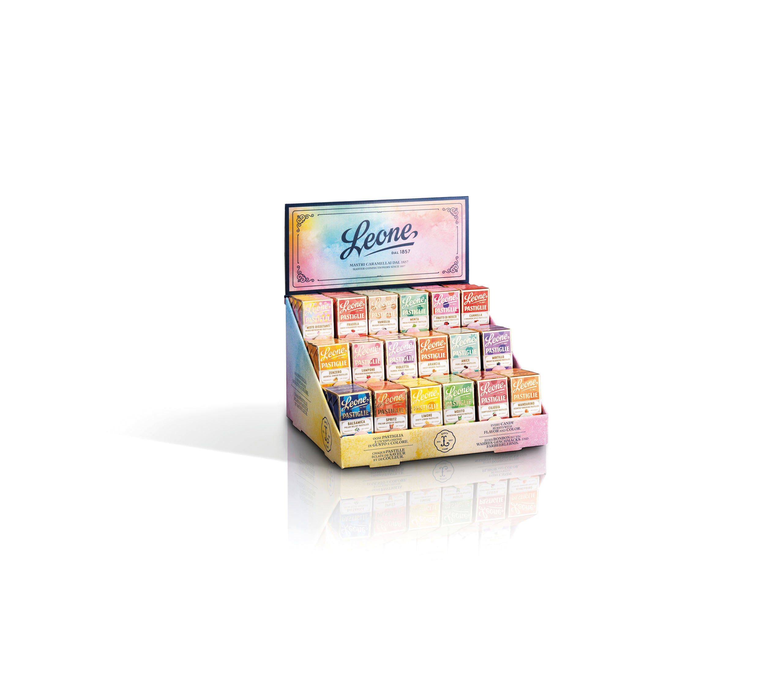 Espositore 54 scatolette Pastiglie assortite 27g