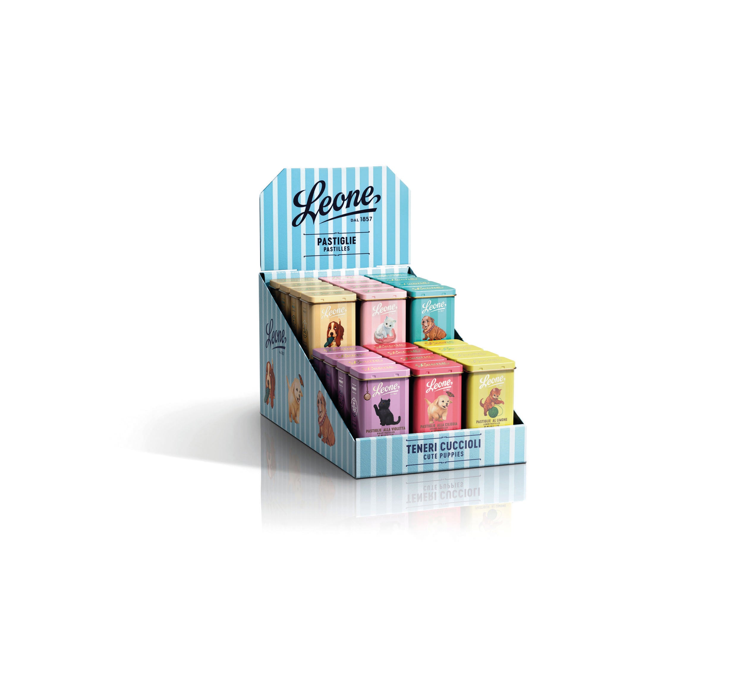 Espositore 24 lattine Pastiglie "Teneri cuccioli" 30g