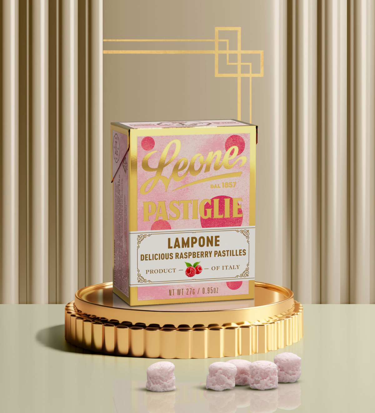 Mini espositore 18 scatolette Pastiglie Lampone 27g