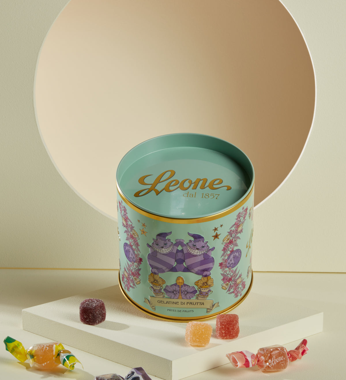 Latta Tamburello "Stregatto" con gelatine di frutta