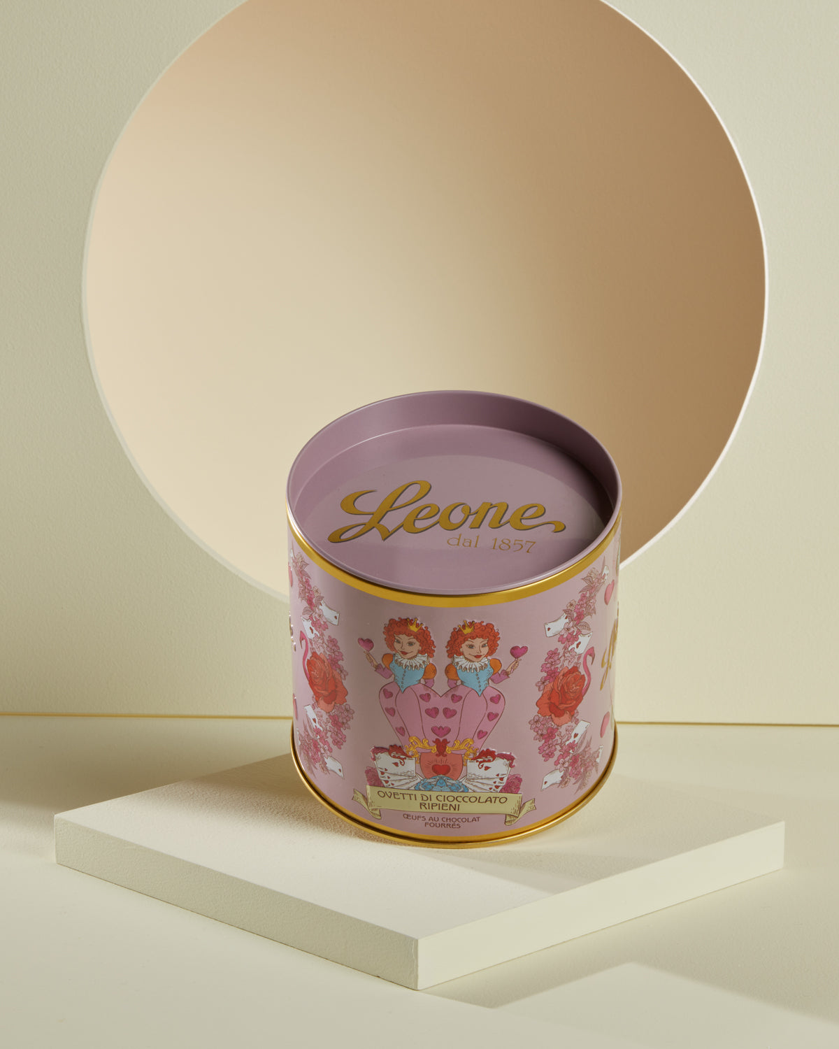 Latta Tamburello "Regina di Cuori" con ovetti ripieni assortiti
