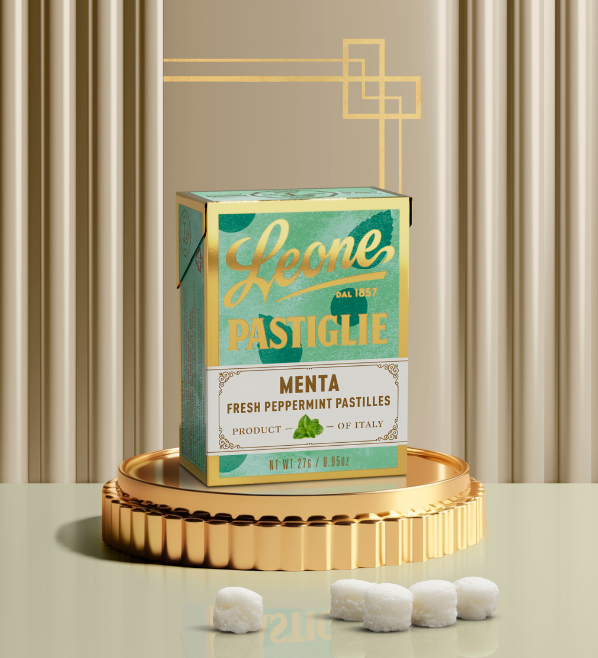 Mini espositore 18 scatolette Pastiglie Menta 27g
