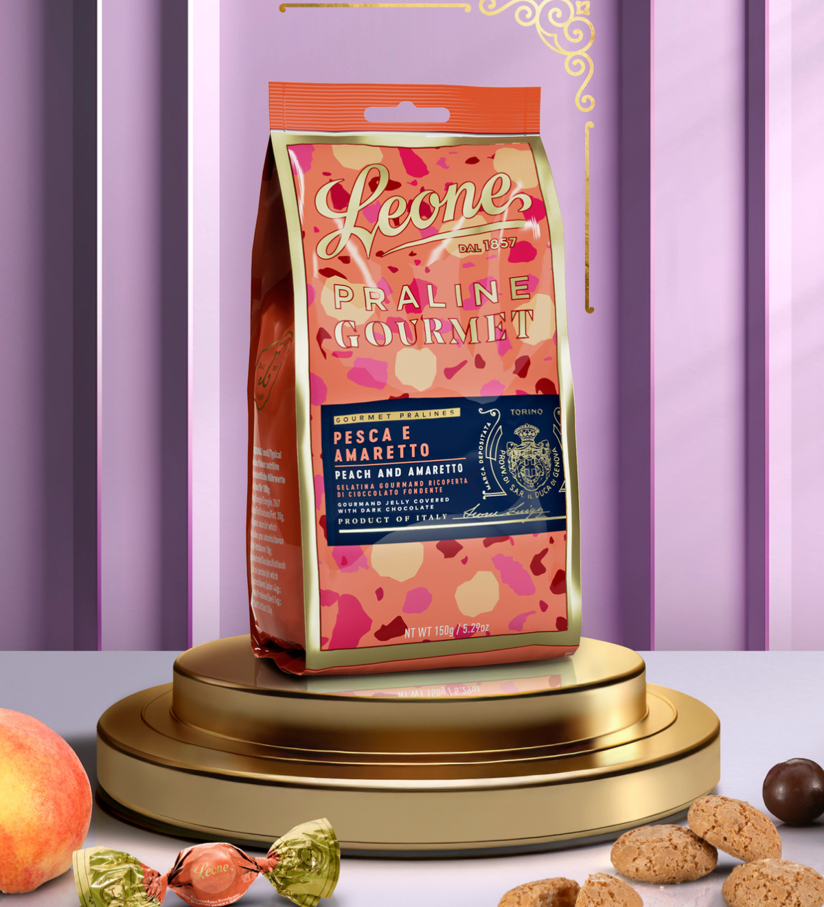 Sacchetto Praline Gourmet Gelatine Pesca e Amaretto 150g