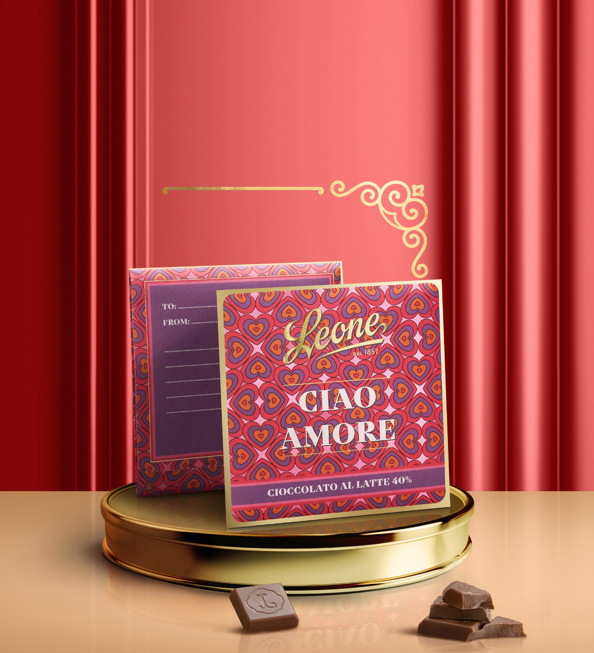 Tavoletta Cioccolato Latte 40% con biglietto CIAO AMORE