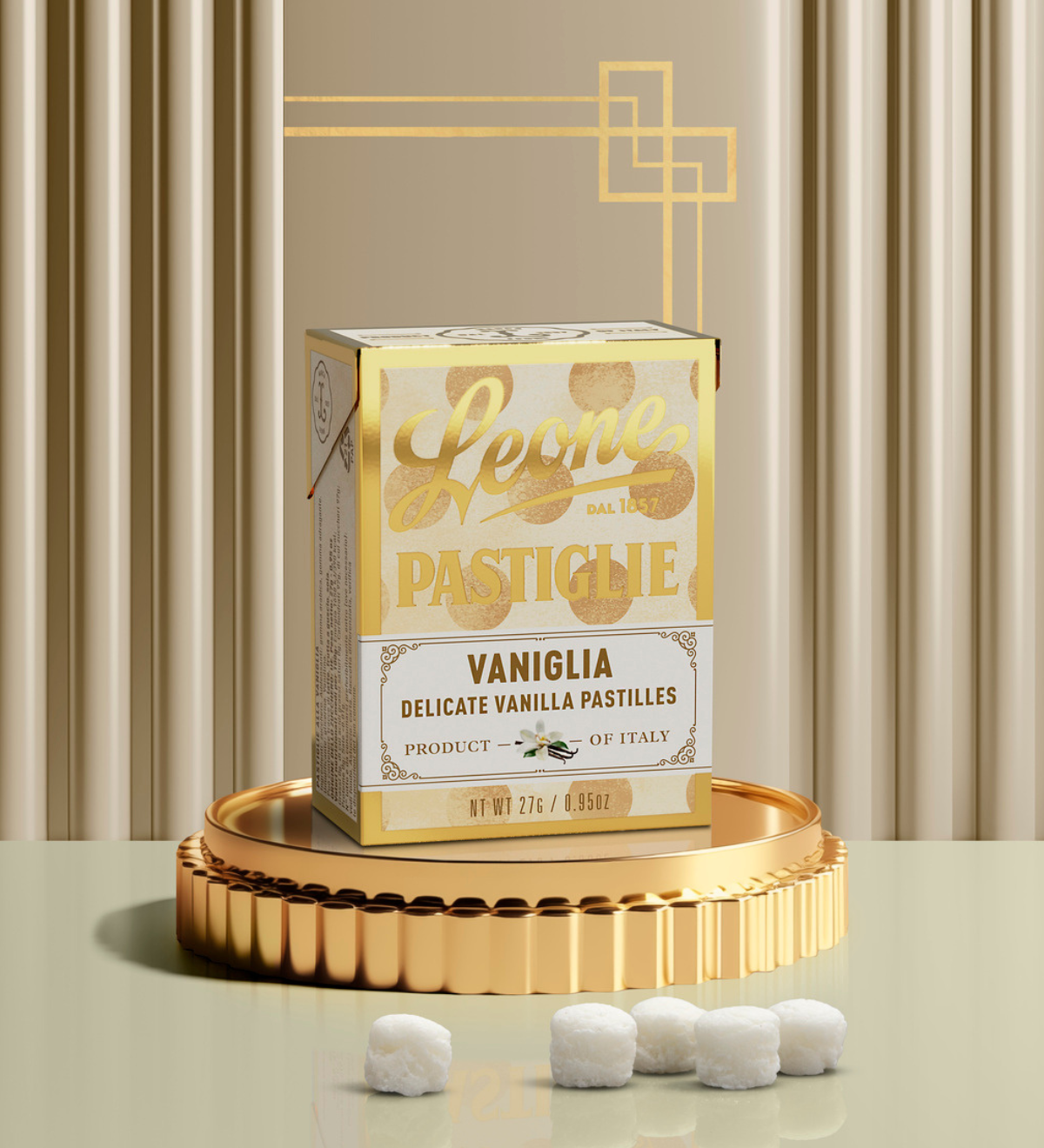 Mini espositore 18 scatolette Pastiglie Vaniglia 27g