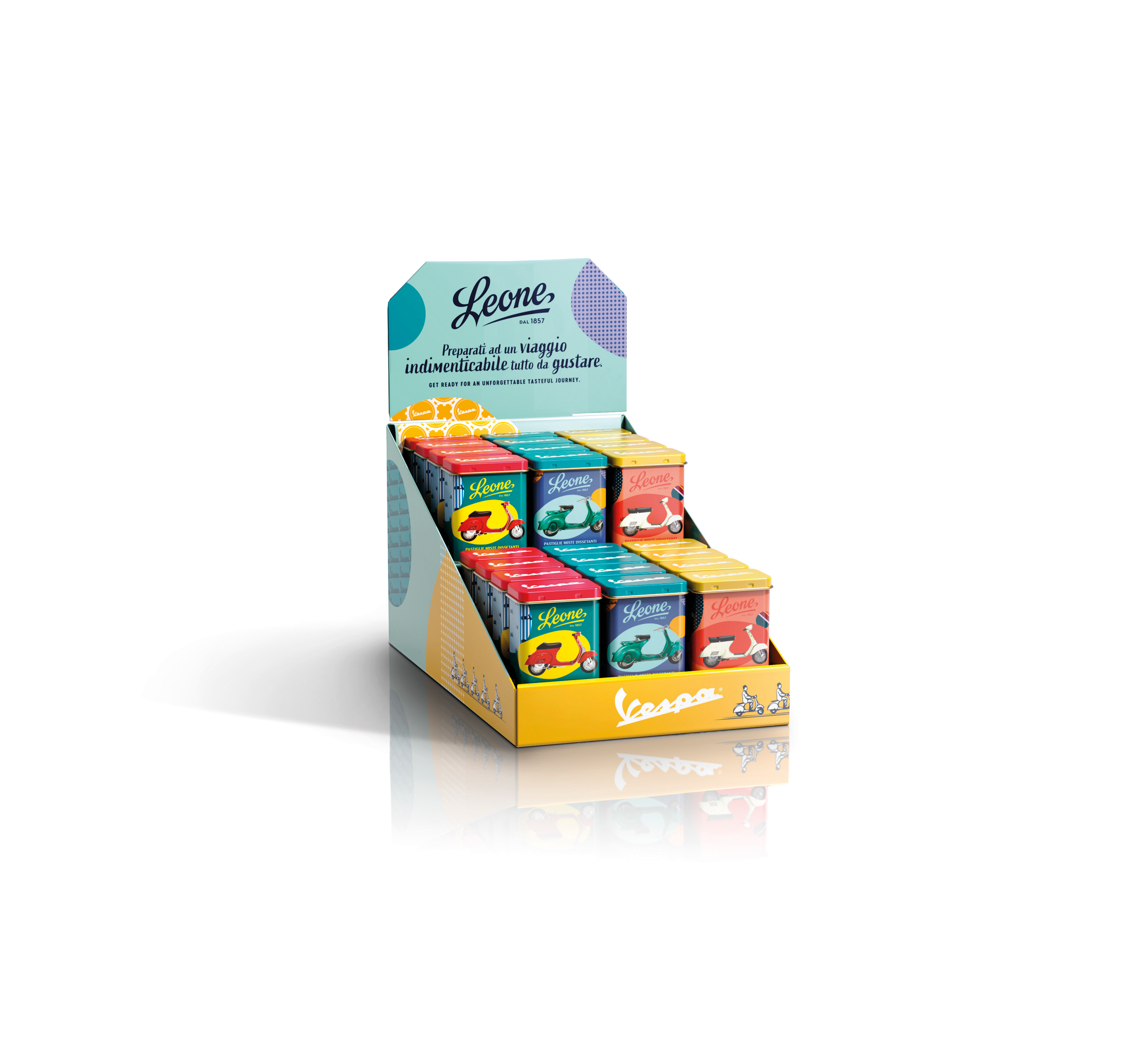 Espositore 24 lattine Pastiglie "Vespa" 30g